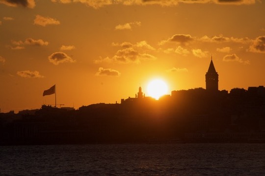 Sunset silhouette over Bosphorus